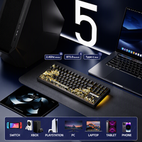 ZORNHER ZH870 88 Tombol Keyboard Mekanik Hitam Desain Ukiyo-e Hot Swappable RGB Tri-Mode Gaming Kantor