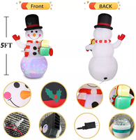 Décorations de cour de bonhomme de neige gonflables de Noël avec des lumières LED rotatives colorées intégrées