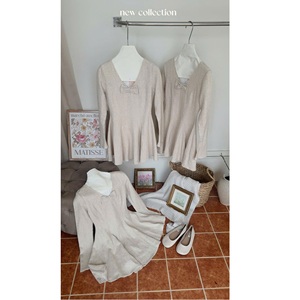 Vestido de Cintura Natural con Escote en Forma de Corazón y Lazo Elástico, Estilo Coreano, de Pana, con Escote Pronunciado y Mangas Acampanadas, Transpirable, de Alta Calidad OEM - Product Image 3