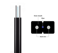 Kabel Drop FTTH LSZH 1 Core G657A2 Konduktor Padat Kabel Patch Fiber Optik Model GJXH Merek Punaisgd