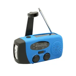 Vente directe d'usine Radio d'urgence solaire à manivelle Radio météo AM FM Mini radio de poche portable avec chargeur de téléphone