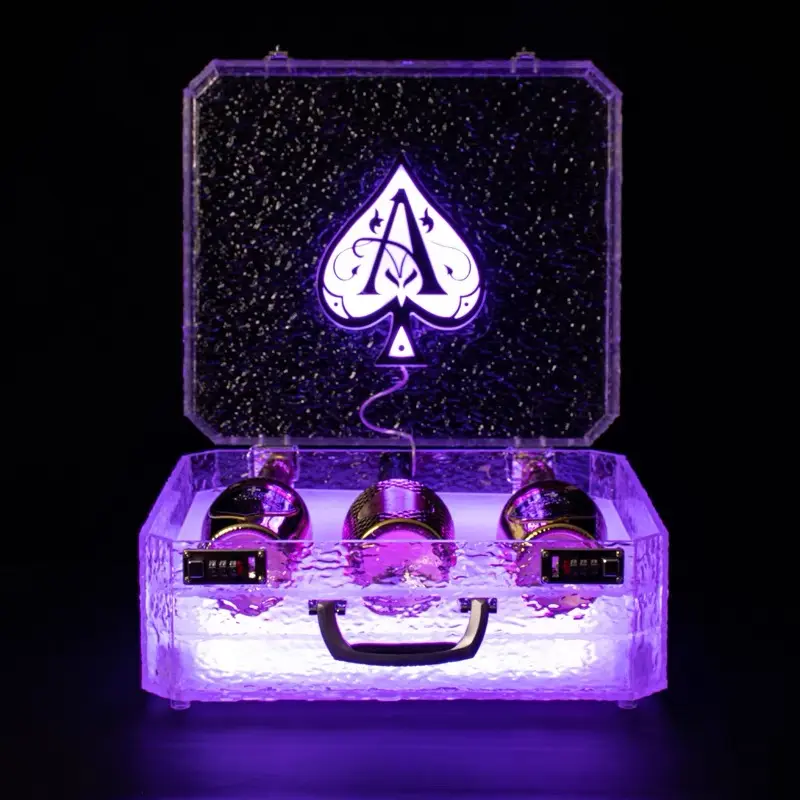 LED Wine Presenter 3 Bottles Rechargeable Ace of Spade Glorifier Box Champagne Bottle Carrier Case For KTV Night Club Party