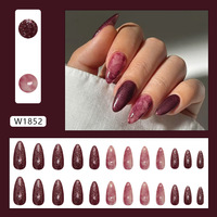 Nouveau design Nature amande fait à la machine 24 pièces demi-fait à la main acrylique presse sur les ongles français pointe ongles presse sur les ongles