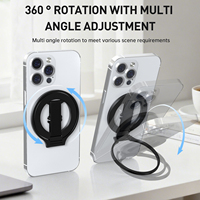 Support de téléphone magnétique double face flexible et portable multifonction avec anneau de maintien et support de bureau rotatif à 360° compatible avec tous les téléphones