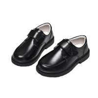 Chaussures de campus noires en PU pour garçons, fermeture auto-agrippante, légères, matériau de haute qualité, semelle robuste pour tenue formelle, décontractée ou scolaire