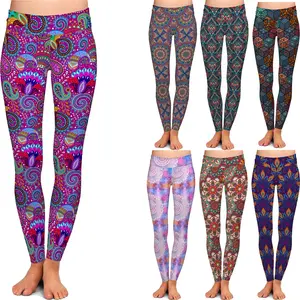 Leggings estampados por sublimación para mujer, mallas suaves de poliéster/LICRA personalizadas, venta al por mayor