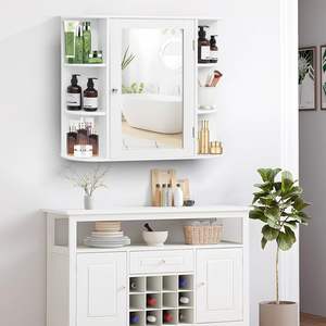 ชั้นวางแบบเปิด2 + 6ชั้นสำหรับวางในห้องน้ำพร้อมกระจกติดผนัง - Product Image 3