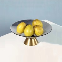 Plateau à fruits en verre vintage de luxe léger, fait main et écologique, pour salon, table basse, événements, plateau à collations