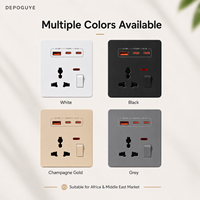 Prise murale universelle 3 broches 10A 20W avec port USB Type-C à charge rapide, prise électrique murale en plastique UK AC110-250V