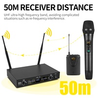 Microphone sans fil professionnel Xtuga U771, double canal, cravate UHF pour utilisation en conférence