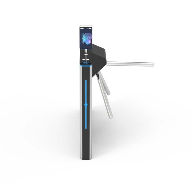 Stainless Steel RFID Card & QR Code Barcode Scanner Turnstiles with Fingerprint Recognition Tripod Design