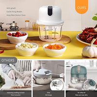 Hoge kwaliteit 350ml draagbare elektrische mini roestvrijstalen knoflookhakker 5-delige food grade groente- en vleesmolen fruittool