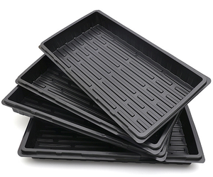 Plateau de culture de légumes Microgreens Plateau de rangement pour pots de semis de plantes florales Plateau plat en plastique <span class=keywords><strong>noir</strong></span> pour pépinière - Product Image 5