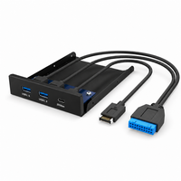 Hub d'extension USB 3.2 Gen 1 de 3,5 pouces pour panneau frontal, 2 ports USB 3.0, USB 3.2 Gen 2 20 Gbit/s, adaptateur USB-C pour lecteur de disquettes