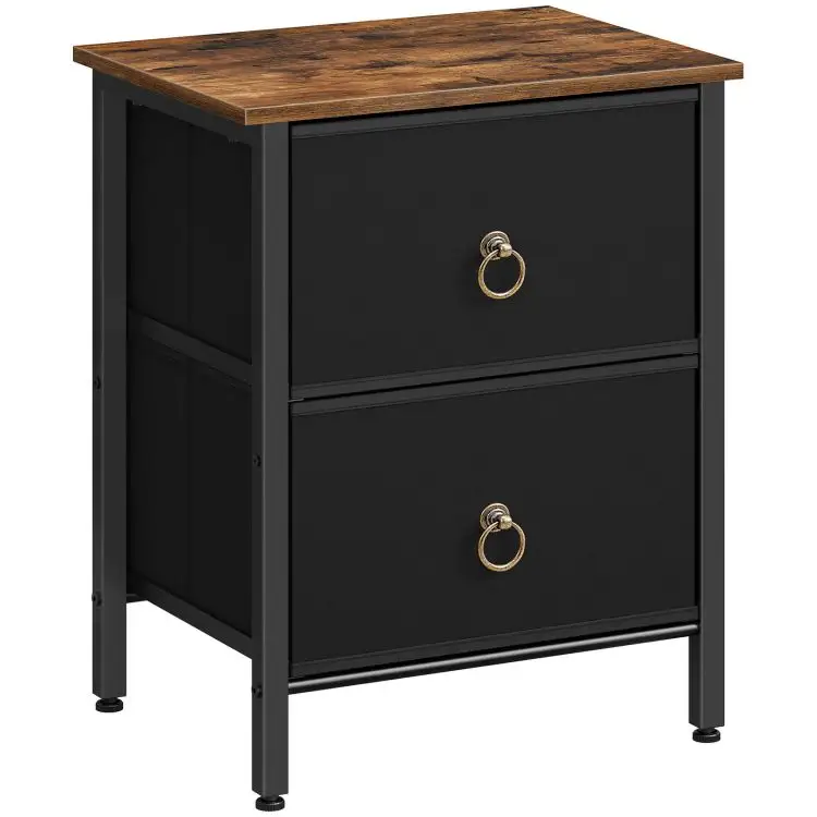 HOOBRO Nightstand 2 Drawer Bedside Table Night Stand Bedside Furniture End Tables with Fabric Drawer Side Table for Bedroom
