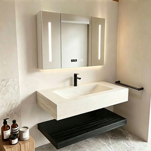 Luxurious washbasin double-layer slate seamless basin bathroom cabinet ceramic integrated basin washbasin modern simple - Product Image 5
