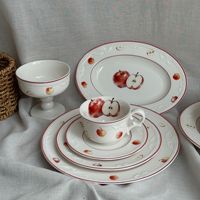Nouvel Arrivage – Ensemble Tasse à Café et Soucoupe en Céramique Originale Peinte à la Main avec Motifs de Fruits Frais en Relief, Bol de Petit-Déjeuner, Assiette Creuse, Plat à Dessert