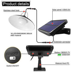 16LED IP65 Waterproof Garden <strong>Solar</strong> <strong>Light</strong> 2200mAh Battery <strong>Indoor</strong>/Outdoor Emergency Lighting 3W Dual Head 260lm - Product Image 2