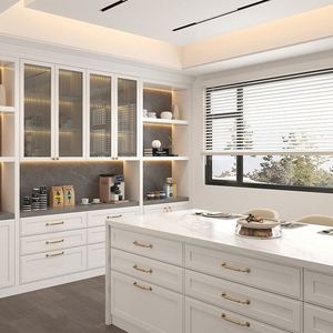 SANTOPOVA Cuisine modulaire en bois à concept ouvert 3D de style ferme moderne, armoires de cuisine en MDF mélaminé, évier pour usage domestique - Product Image 2