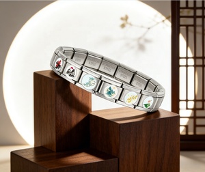Bracelet modulaire italien en acier inoxydable, tendance, classique, vintage, floral, cadeau personnalisé, photo, couple, bijoux commémoratifs, montre - Product Image 3