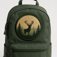 Patch brodé 3D Cerf et Forêt personnalisé thermocollant en tissu sergé pour vêtements de ski – Prêt à expédier