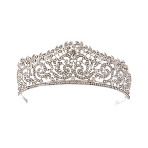 Coronas de Novia, Tiaras y Coronas de Cristal Dorado con Pedrería para Niñas - Product Image 1