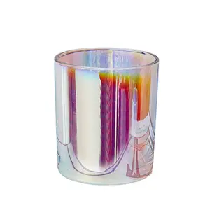 Supports de luxe colorés en gros vide à fond rond personnalisé en relief givré clair texturé bocal à bougie en verre avec couvercle à vis