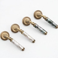 Offre Spéciale : Poignées et Serrures de Porte en Laiton Massif Style Antique Coquillage Naturel Européen, Poignée de Porte Double en Bronze Américain