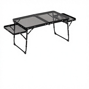 <b>Folding</b> <b>Table</b> Camping Storage Rack Portable Outdoor Barbecue Adjustable Aluminum Alloy Eco-Friendly Single Tier Dining <b>Table</b> - Product Image 3