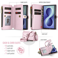 Étui de téléphone en cuir à bandoulière pour Samsung Galaxy ZFold8 Ultra, portefeuille à fermeture éclair, emplacements pour cartes, sangle de main, coque de protection
