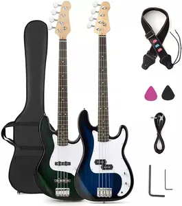HUASHENG Full Size 46 Polegadas 4 Alto Brilho Baixo Da Guitarra Elétrica Bass Guitar Cordas OEM ODM com Gig Bag Kit