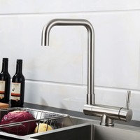 Robinet de cuisine moderne et contemporain Changhong à trou unique en acier inoxydable brossé, garantie 5 ans avec noyau de valve en céramique pour la Turquie