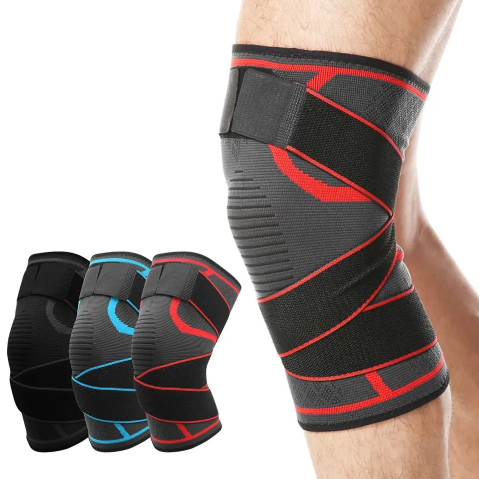 Hot Selling Customized Elastic Nylon Adjustable Knee Support Sports With Strap Compression Sleeve Knee Brace
