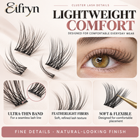Kit de cils en grappe Eifryn en gros, extensions de cils segmentées, emballage personnalisé, kit de cils en grappe légers, fournisseur DIY