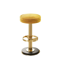 Tabouret de bar rond de luxe, design moderne, base en acier inoxydable pour villa, hôtel de charme et projet d'ameublement d'îlot de cuisine