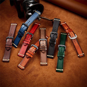 Correa de Reloj Inteligente de Cuero Genuino de Vaca, Estilo Retro Vintage, Color Rojo Marrón, de 18mm 24mm 20mm 22mm, con Liberación Rápida, para Apple y <span class=keywords><strong>Samsung</strong></span> - Product Image 5