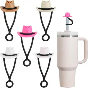 Chapeau de cow-boy 10mm Topper de paille, protecteur de pointe de paille réutilisable pour accessoires de gobelet 40 & 30oz