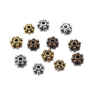 Antique Gold Mixed Color Flower Shape Alloy <b>Spacer</b> Beads For Jewelry Making 7 Petal Metal Beads Craft Accessories - Product Image 3