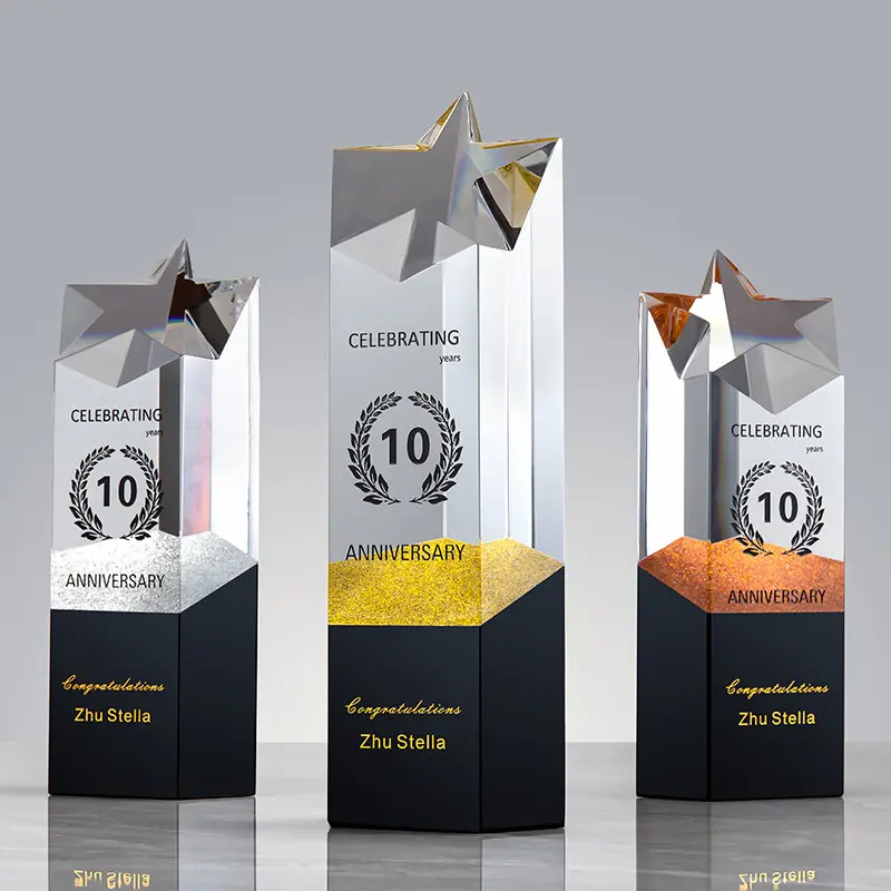 Briiliant Crystal Custom Crystal Star Award Voor Kampioen Trofee