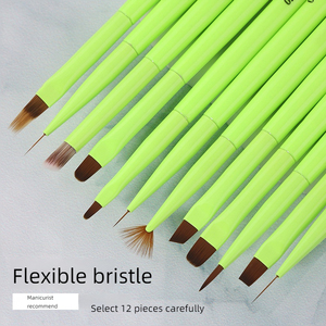 Pinceau à ongles vert fruit à tête ronde, manche en acrylique, logo personnalisé, pinceau pour peinture au gel pour nail art - Product Image 3