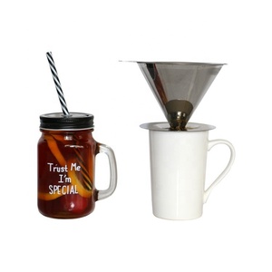Muestra Gratuita Disponible YOUJIU - Portafiltro de Café Moderno de Acero Inoxidable de 115 mm de Diámetro, Filtro de Cono Ecológico para 3 Tazas - Product Image 6