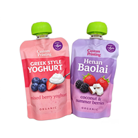 Pochette à bec verseur personnalisable pour jus et gelée pour enfants |   Couvercle anti-étouffement, bouchon facile à tourner et design en blocs de construction