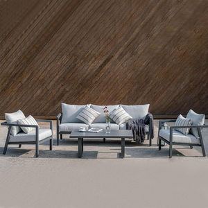 <span class=keywords><strong>Set</strong></span> di Divani Moderni per Esterni in Alluminio <span class=keywords><strong>Grigio</strong></span> Scuro con Seduta Profonda per Cortile, <span class=keywords><strong>Giardino</strong></span> e Hotel - Product Image 1
