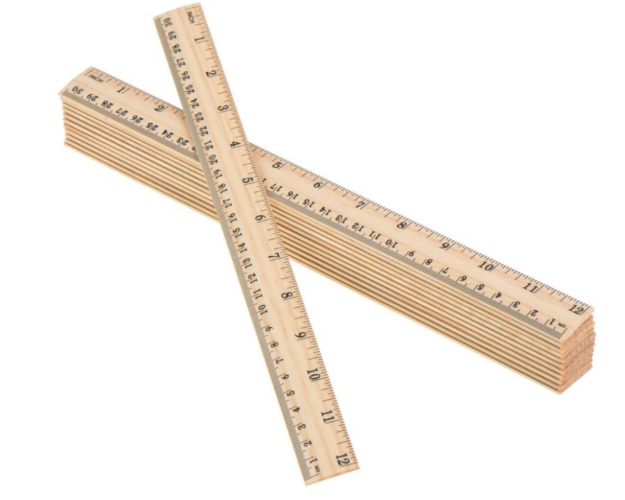 custom printed 15cm bamboo wood wooden color ruler  30cm stationary wood for textile