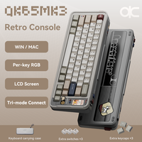 Clavier mécanique personnalisé QK65 Mk3 avec écran, finition blanche rétro pulvérisée