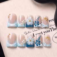 Uñas postizas acrílicas hechas a mano con doble riel, curvatura de pico de pato francés, cobertura completa PMMA, personalizadas, 10 unidades, ODM OEM