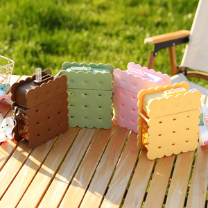 Cookie Shape Straw Cup With Strap Yellow Pink Green Coffee Color Plastic Drinkware For Outdoor Use - Product Image 4