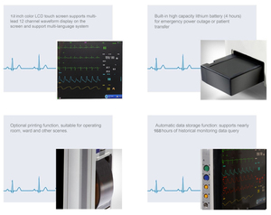 Moniteur vétérinaire EUR VET ECG SPO2 NIBP RESP TEMP PR HR avec configuration standard, options IBP ETCO2, écran tactile, <span class=keywords><strong>chariot</strong></span> et support mural pour clinique vétérinaire - Product Image 5