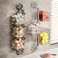 Organisateur mural de cuisine à ventouse, panier de rangement en plastique multicouche, égouttoir suspendu sans perçage, étagère d'organisation