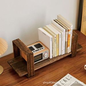 Paulownia Wood Bookend Solid Wood <b>Desk</b> Organizer <b>Retro</b> Color Book Support Storage Rack For Office Home Use - Product Image 3